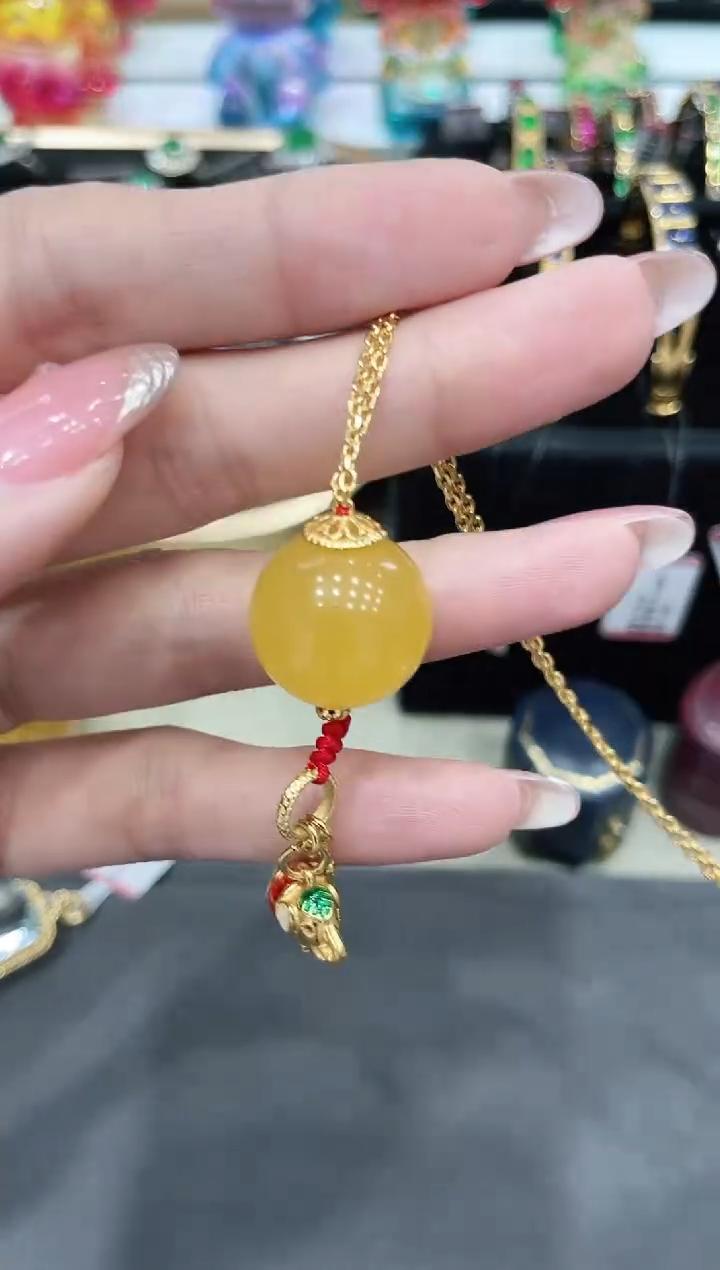 S925银镶嵌蜜蜡项链