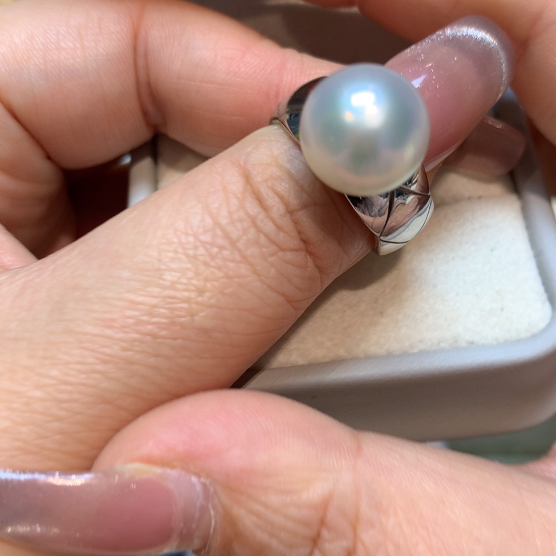 海水珍珠戒指银S925镶嵌
