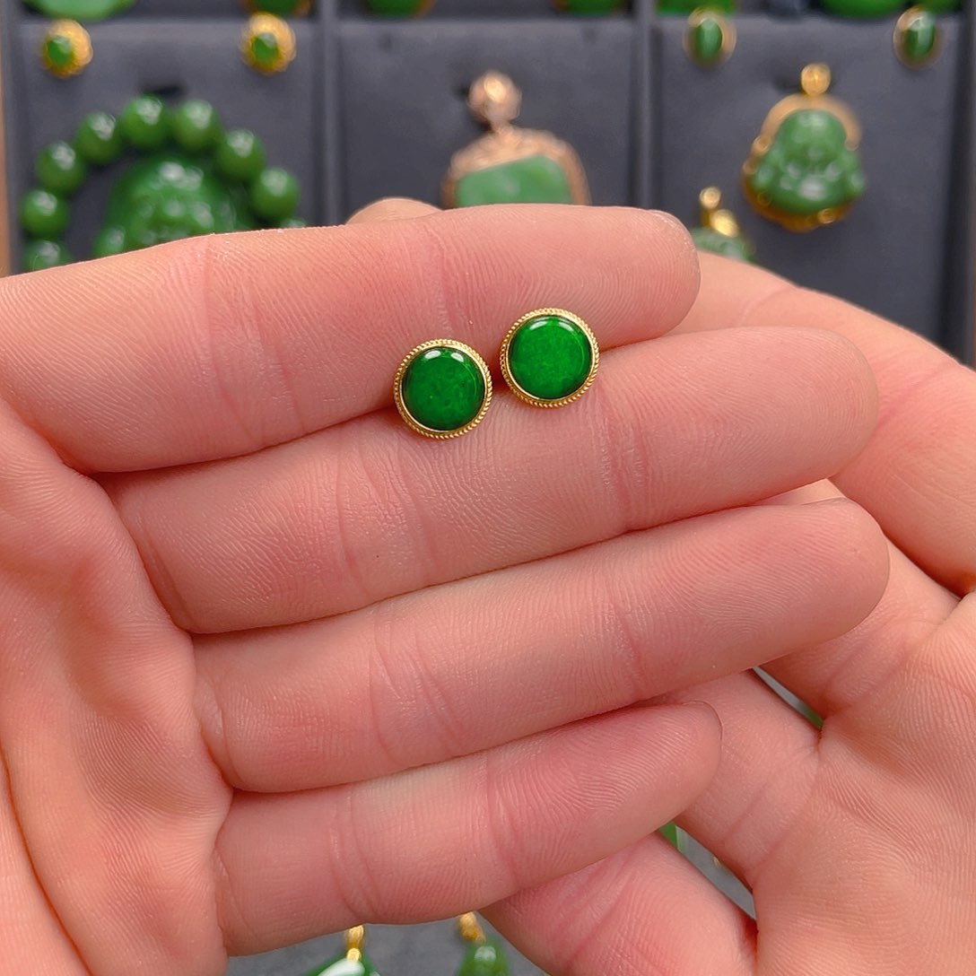 翡翠耳饰18K金镶嵌14801480