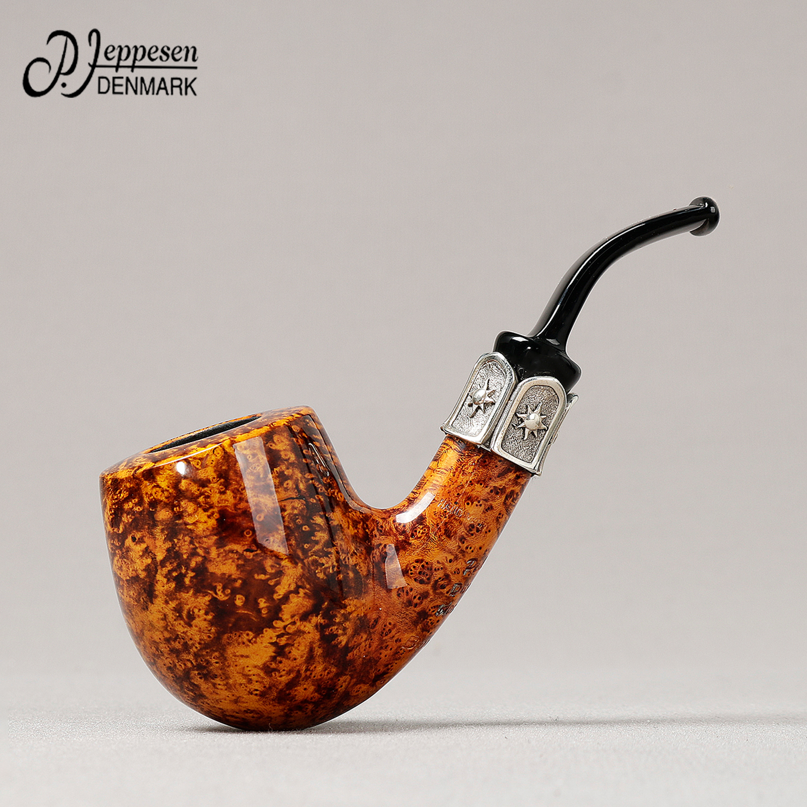 丹麦吉普森 IDA Boutique典藏4级 亮面大弯 银圈 手工石楠木烟斗