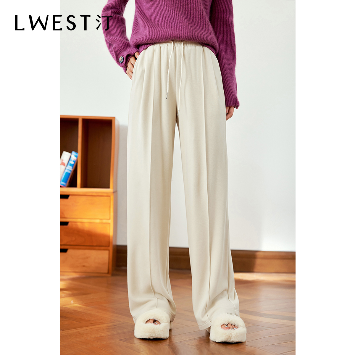 【李不了】朗文斯汀高腰宽松显瘦休闲裤DTMK3510A12045C