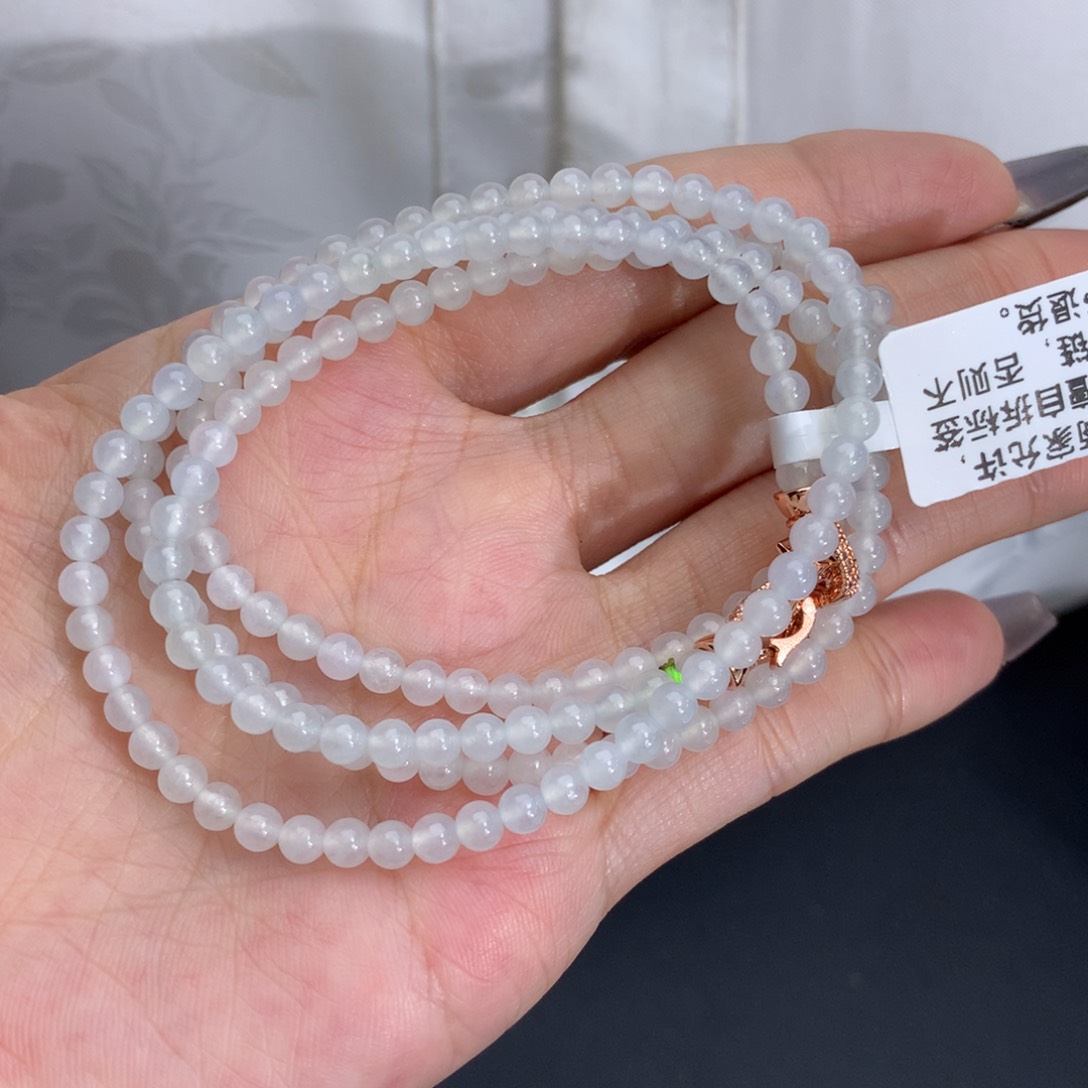 翡翠手链未镶嵌卡3.8冰胶白冰项链