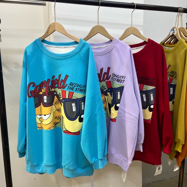 圆领卫衣【加菲猫印花】宽松休闲百搭款（胸围140/长78）
