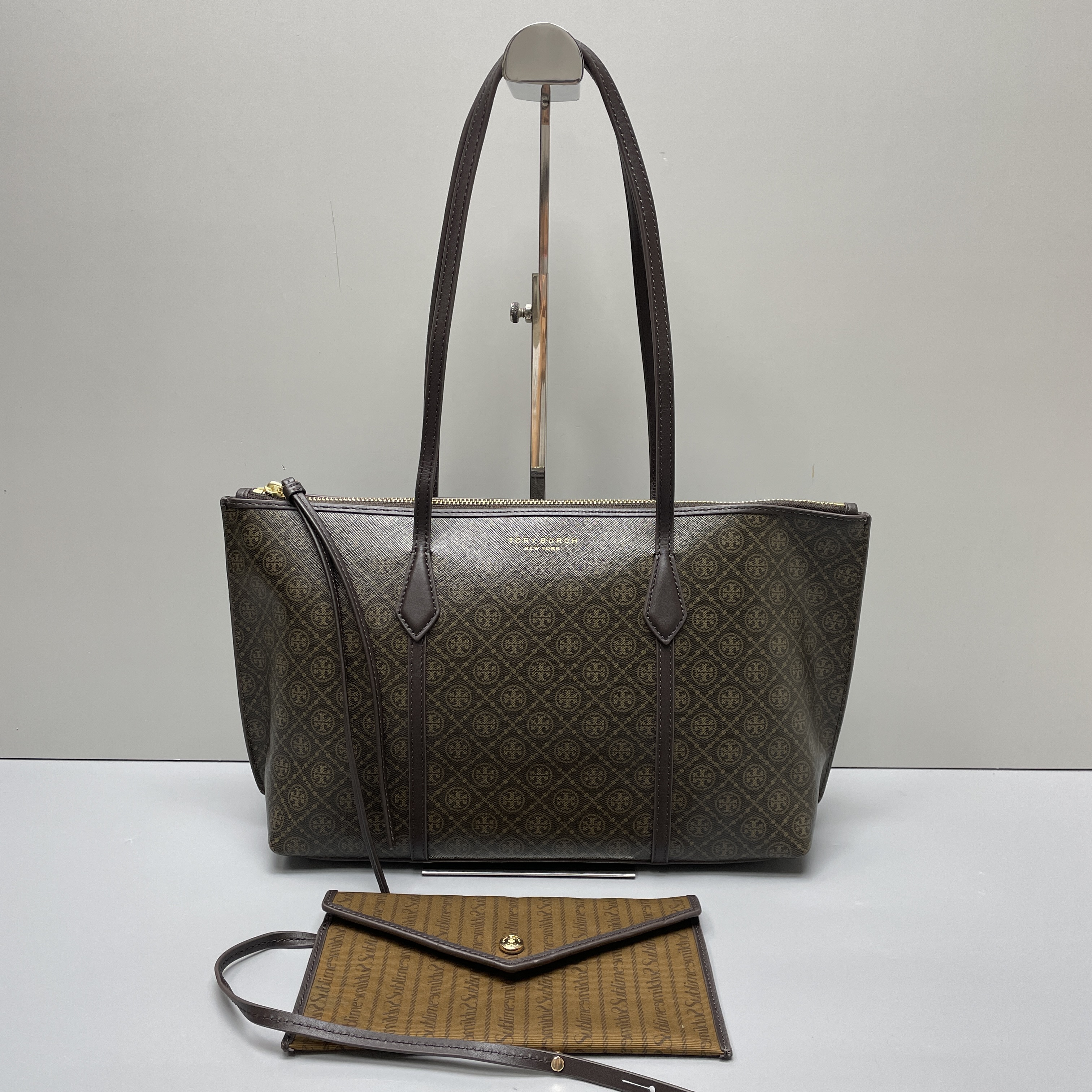 99新 TORY BURCH/汤丽柏琦 小林perry老花托特包30*21*11 B091501