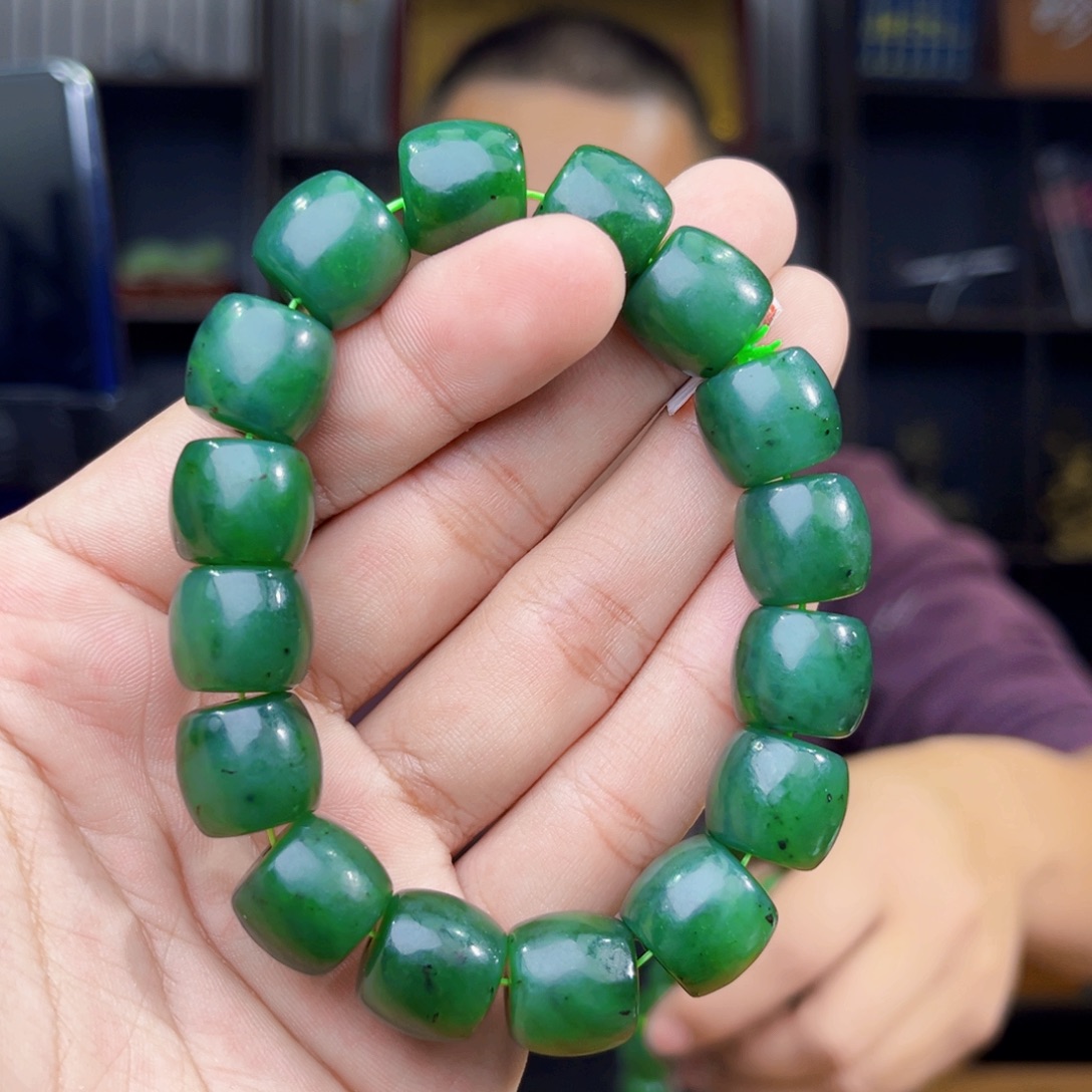 和田玉未镶嵌手串天然和田玉俄罗斯乌兰海碧玉料卡14直切