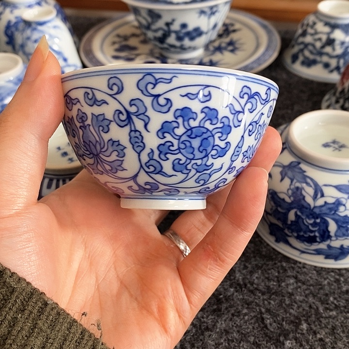 胖*【至坤承器】缠枝莲宝相花纹杯
