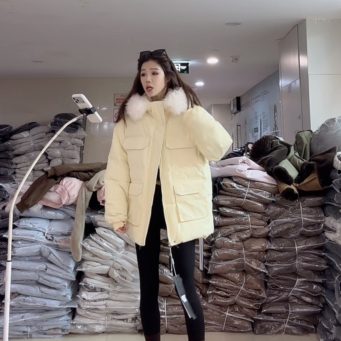 【柒汐】推荐冬季圆标刺绣工装派克棉服外套676