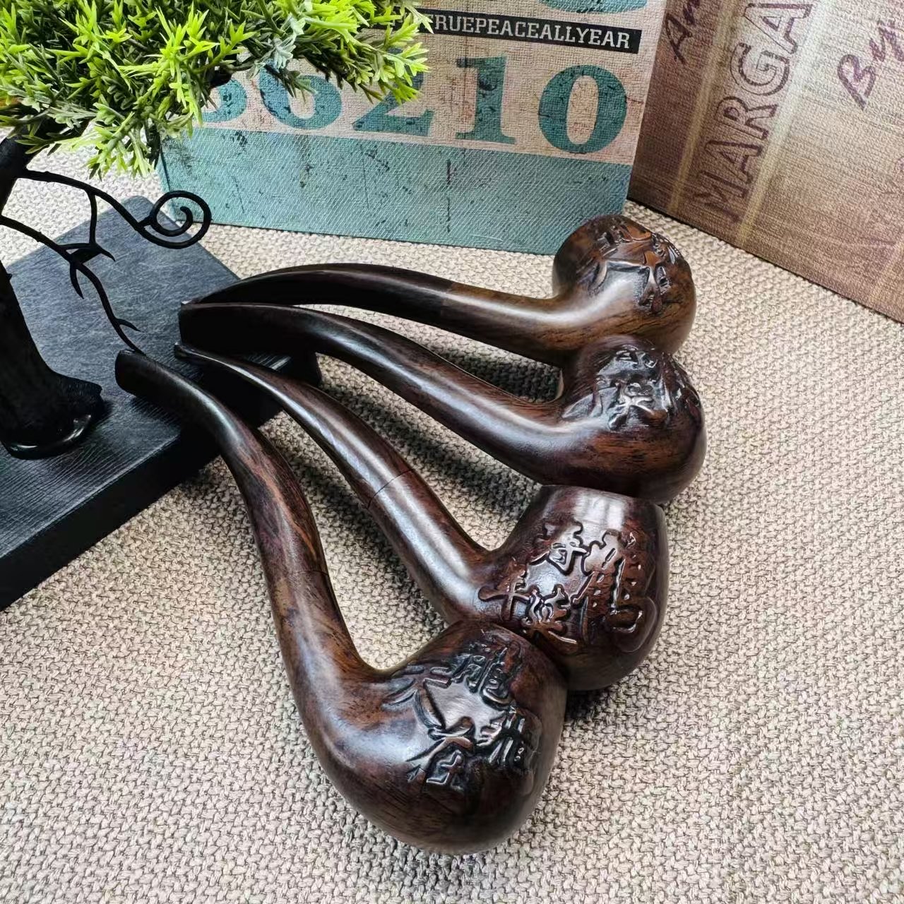 黑檀木全木烟斗天然手作无香精无胶水