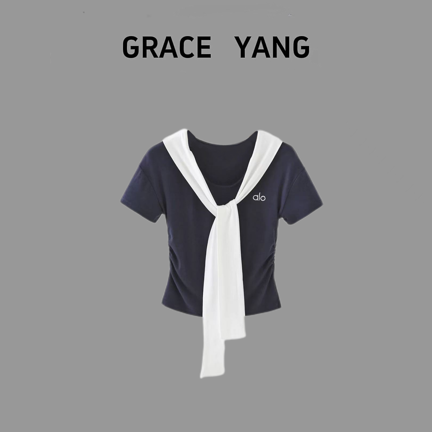 撞色拼接短袖+蓬蓬裙