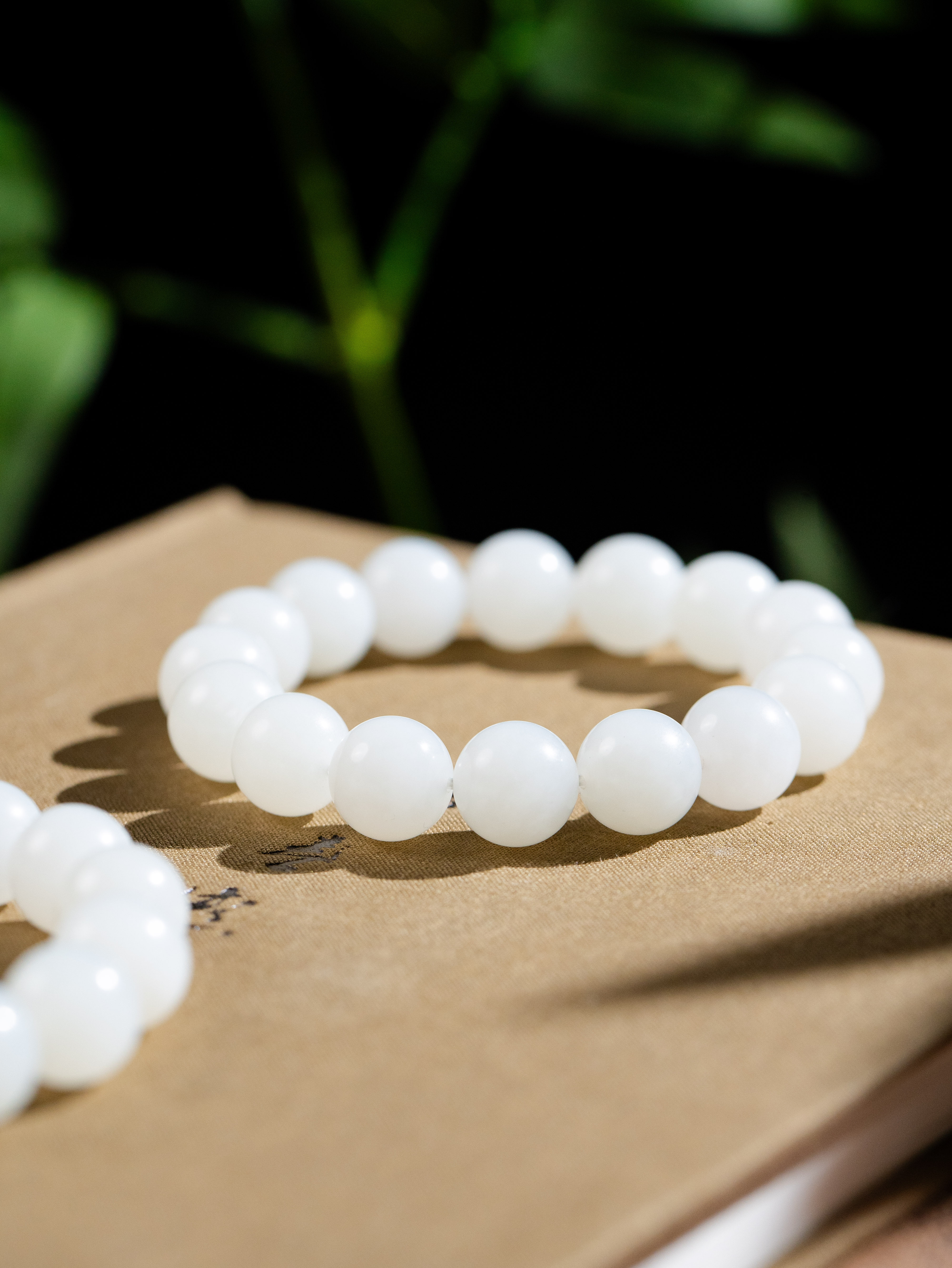 【白玉系列】俄白和田玉素圈手串11.5m＋ D2511