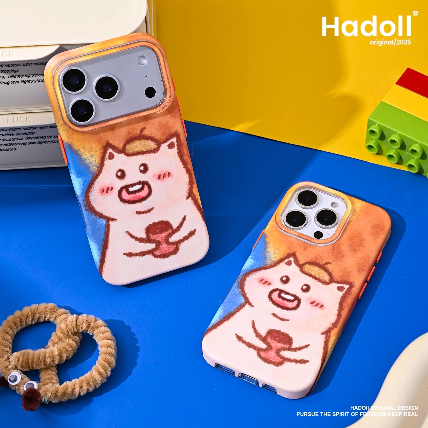 原创秋冬色“毛绒猫咪”iPhone17promax手机磁吸壳适用苹果橙色软壳