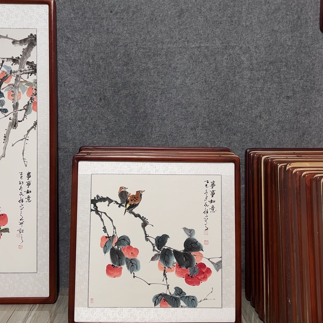 国画书画作品带框63×63