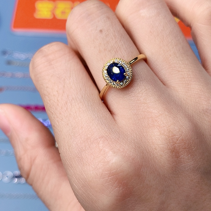 蓝宝石戒指银S925镶嵌