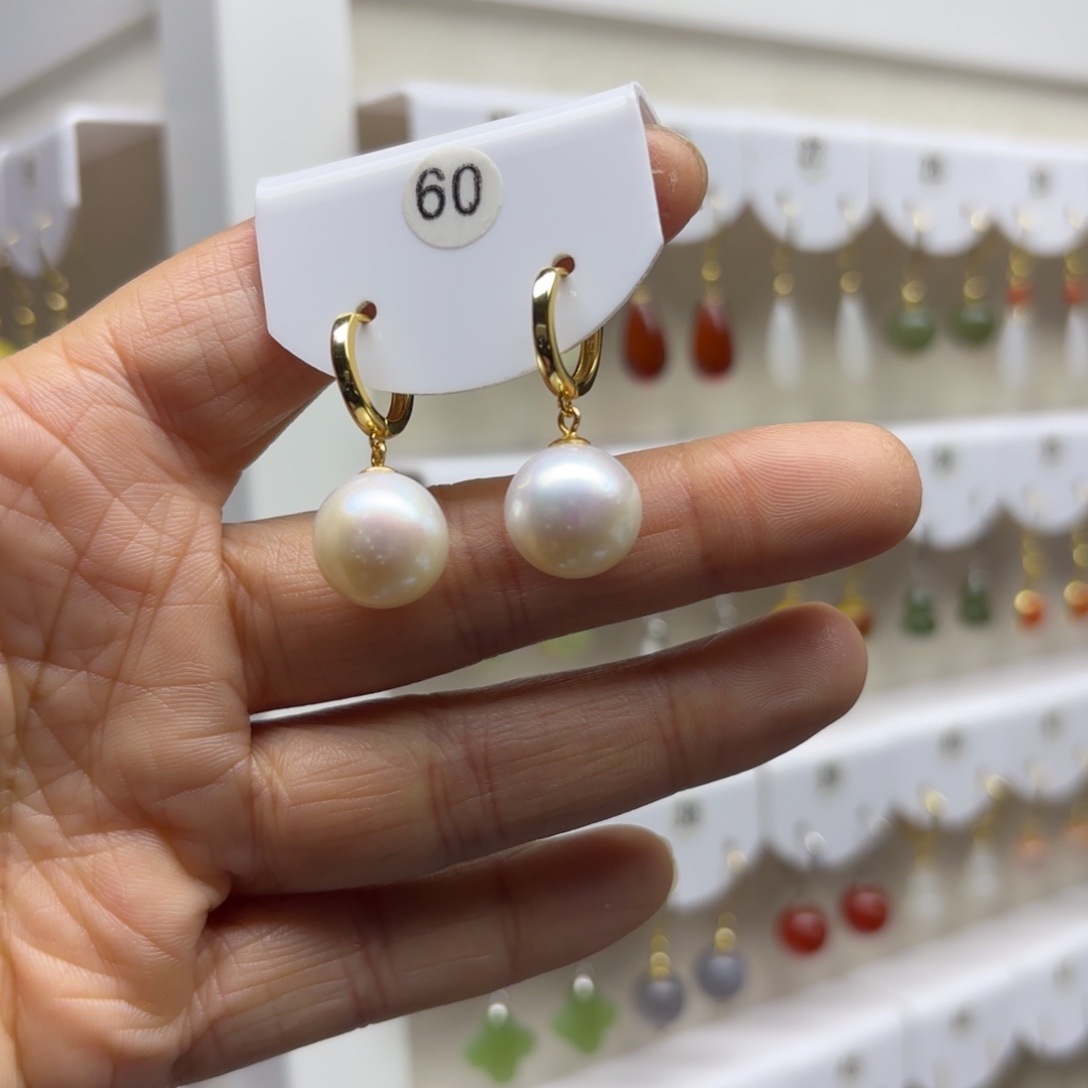 淡水珍珠耳饰银S925镶嵌