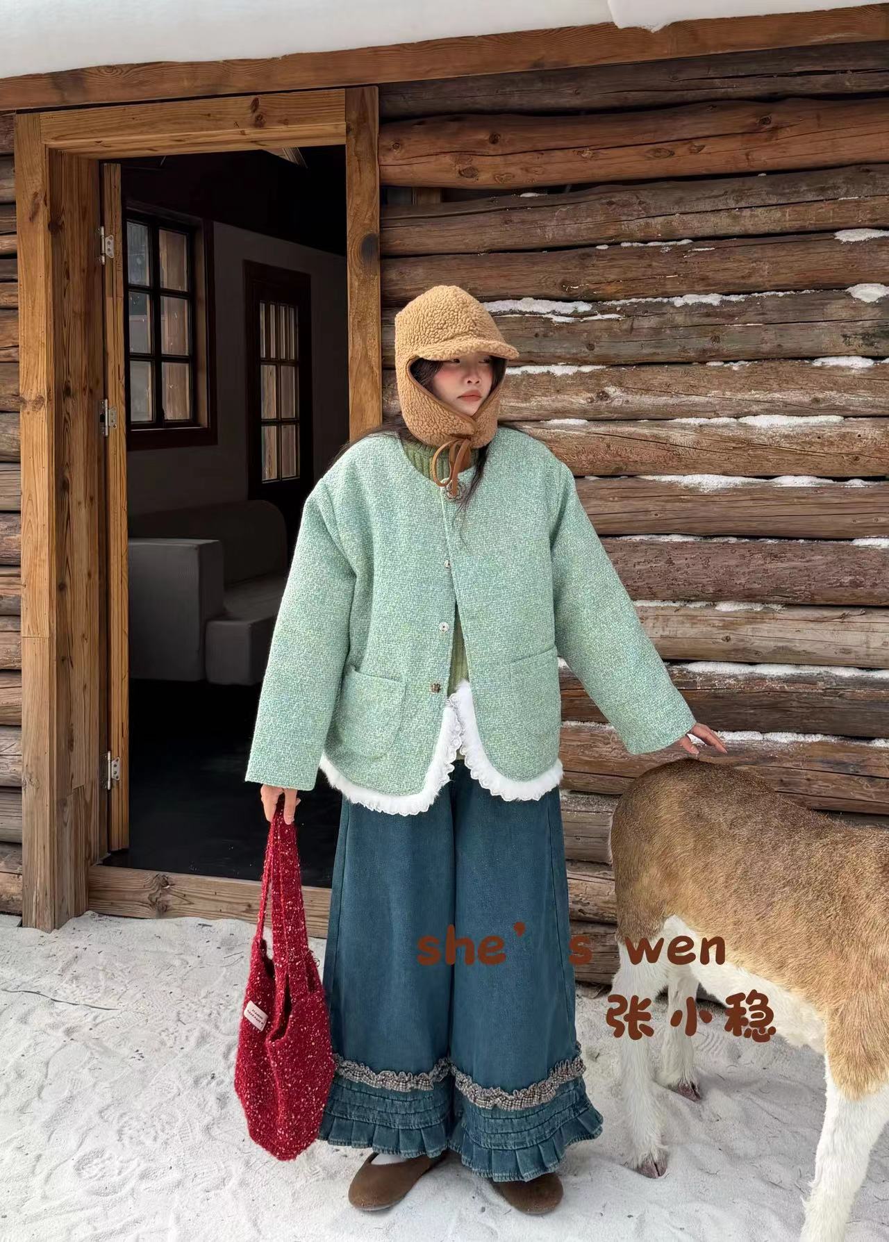 米多多 ZXW-7282-花朵呢子外套