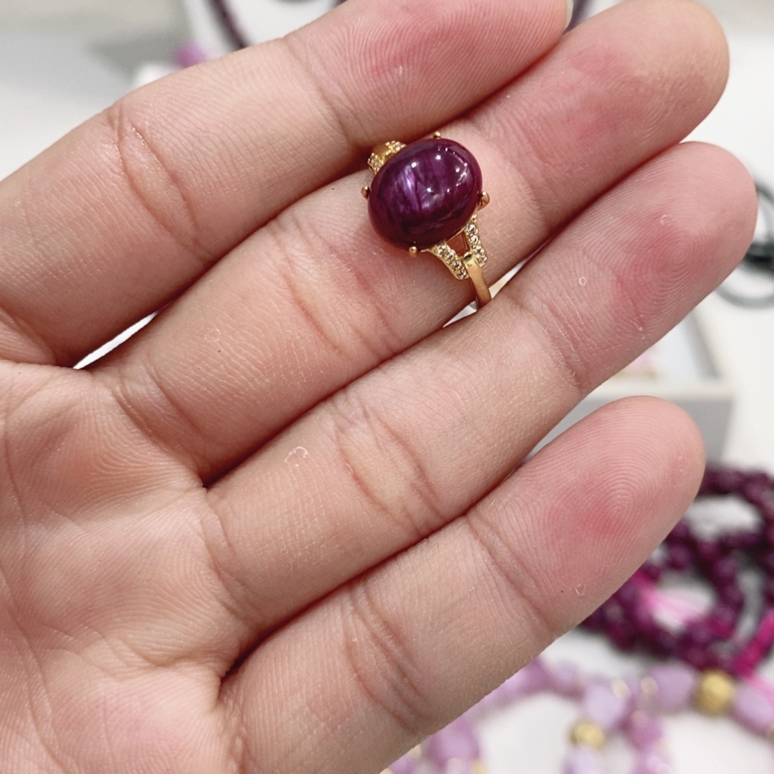 戒指红宝石银S925镶嵌