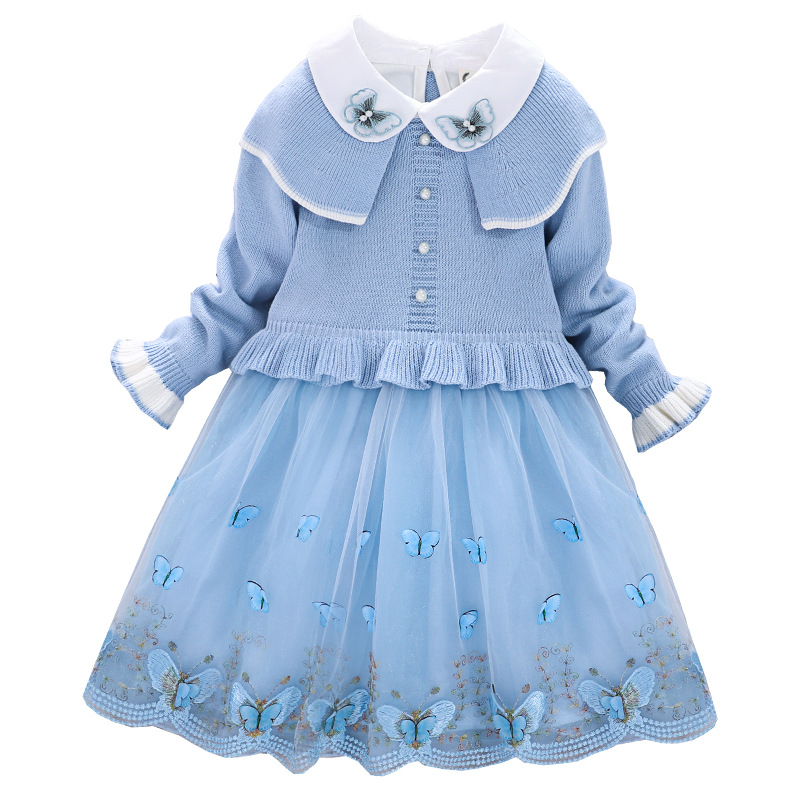 3周岁-6周岁套装新款儿童连衣裙女童两件套长袖公主裙子毛衣春秋