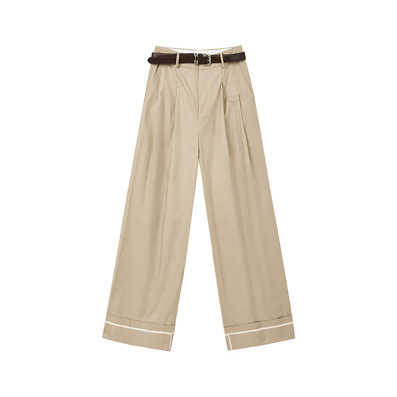 【九月专属】复古宽松翻边撞色直筒裤N2269