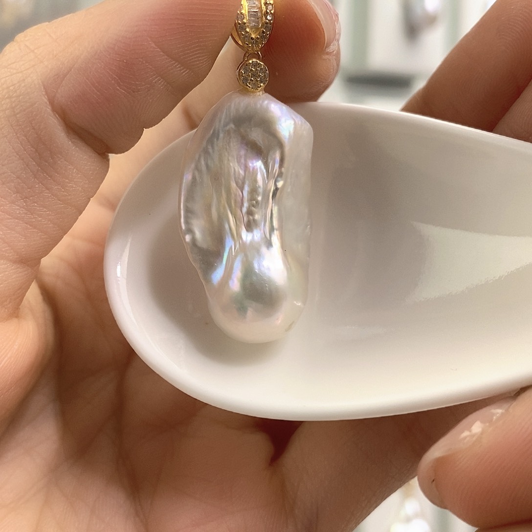 淡水珍珠银S925镶嵌颈饰