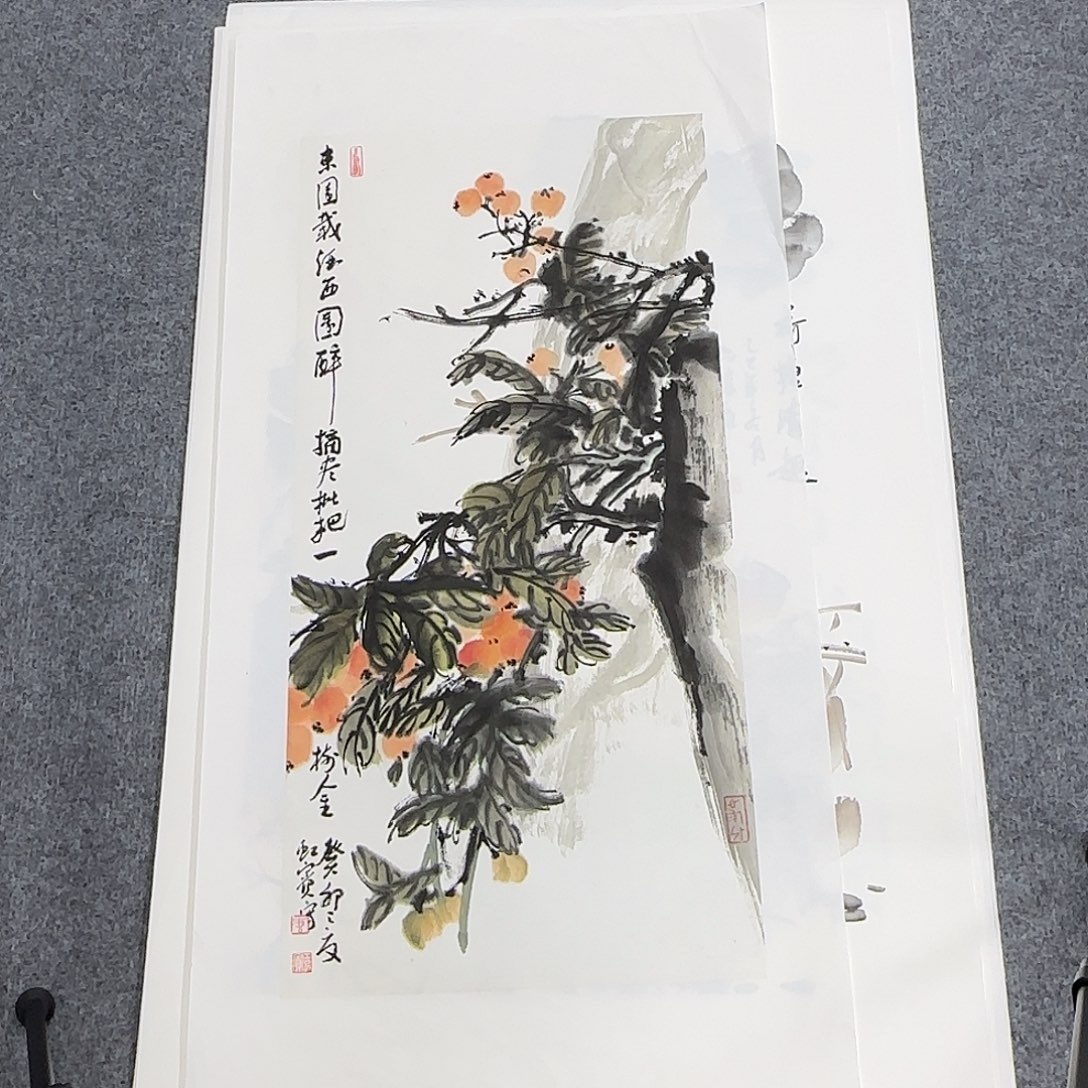国画68*35纯手绘国画山水花鸟