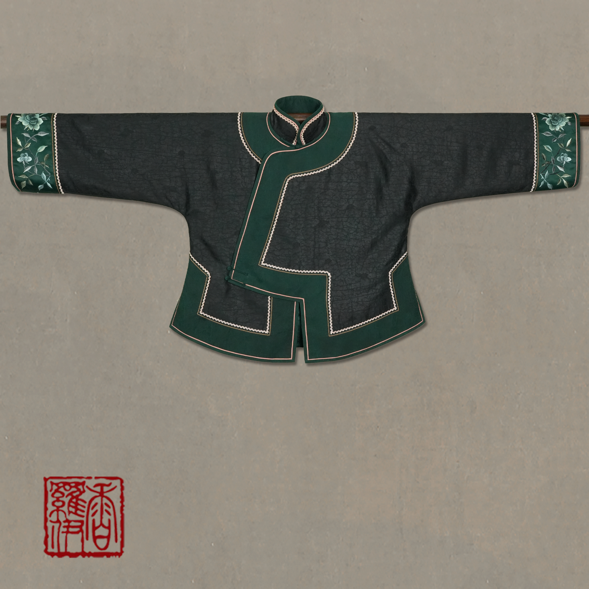 【暗纹青黛】传统中式汉服绣花上衣