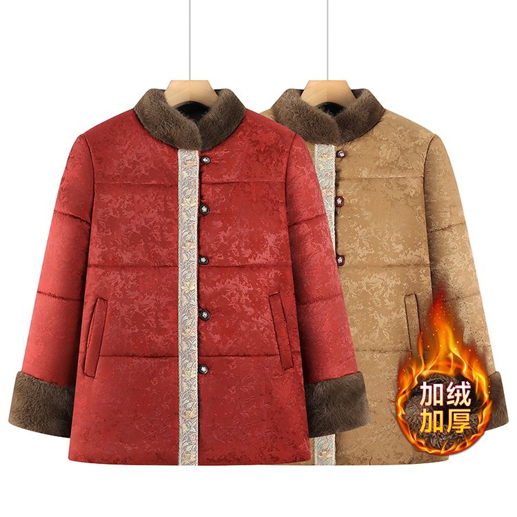 奶奶冬装棉衣加绒加厚妈妈装保暖外套棉袄老太太衣服洋气新款棉服