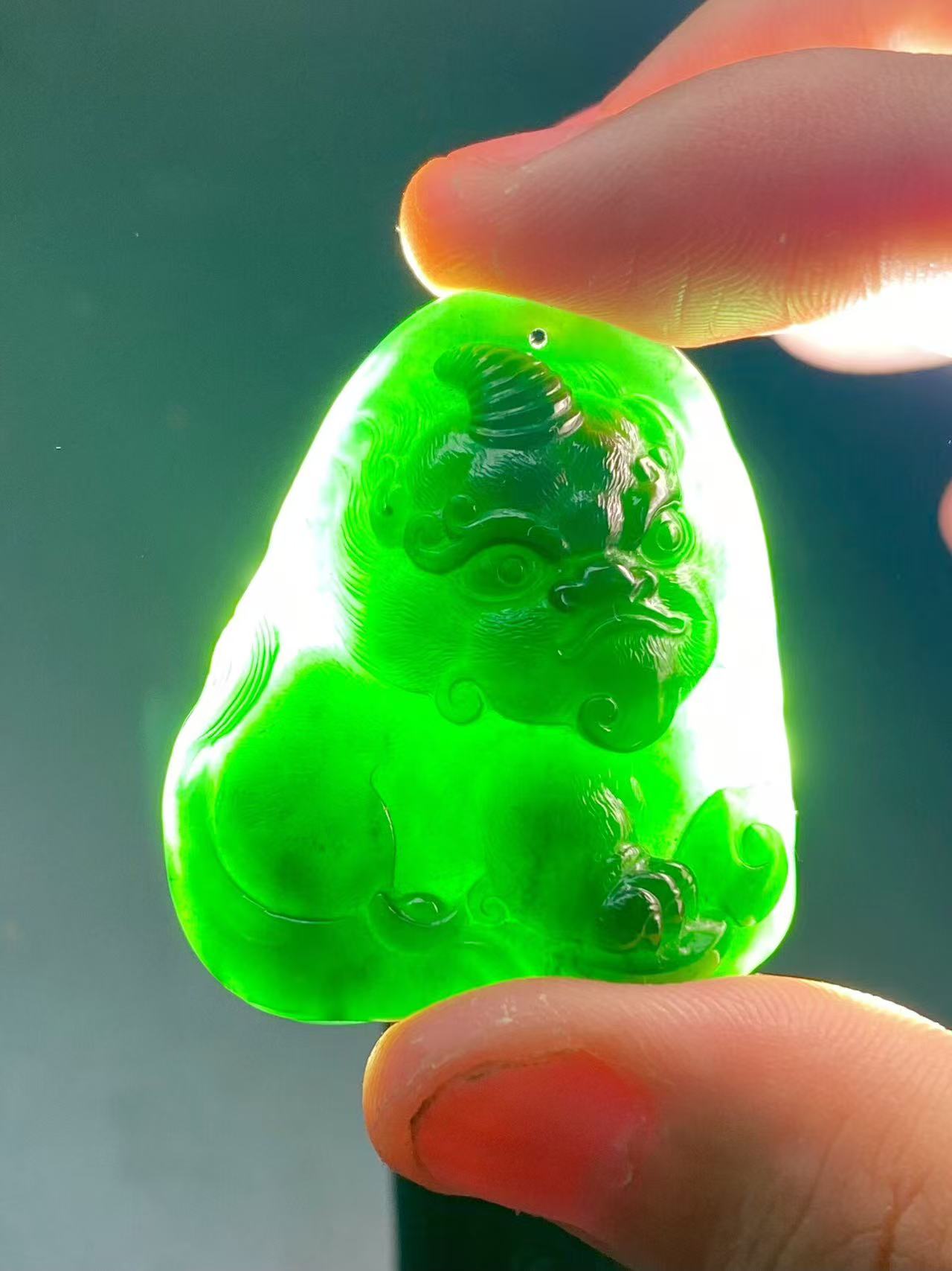 墨中翠天然缅料墨翠 招财貔貅精品 吊坠男女同款高品质 黑油亮