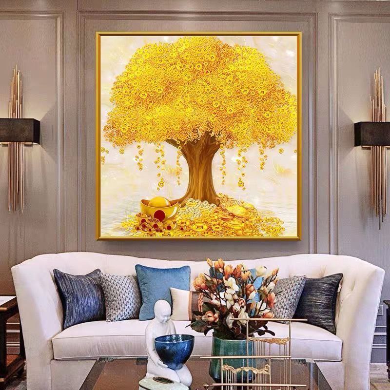 发财树摇钱树装饰画招财进宝适合入户玄关客厅餐厅挂画