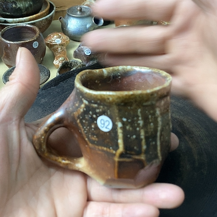 杯手工粗陶、柴烧茶器