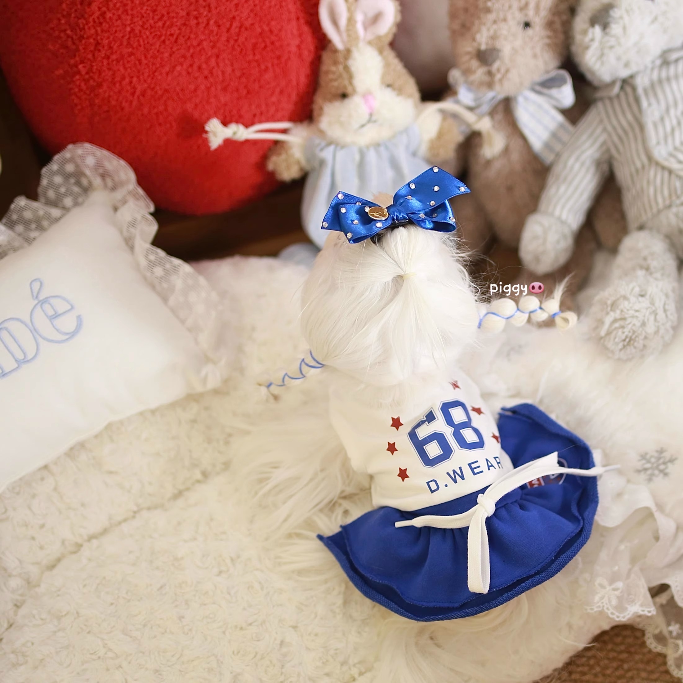 喔咔宠物衣服全棉复古撞色可爱夏季啦啦队裙