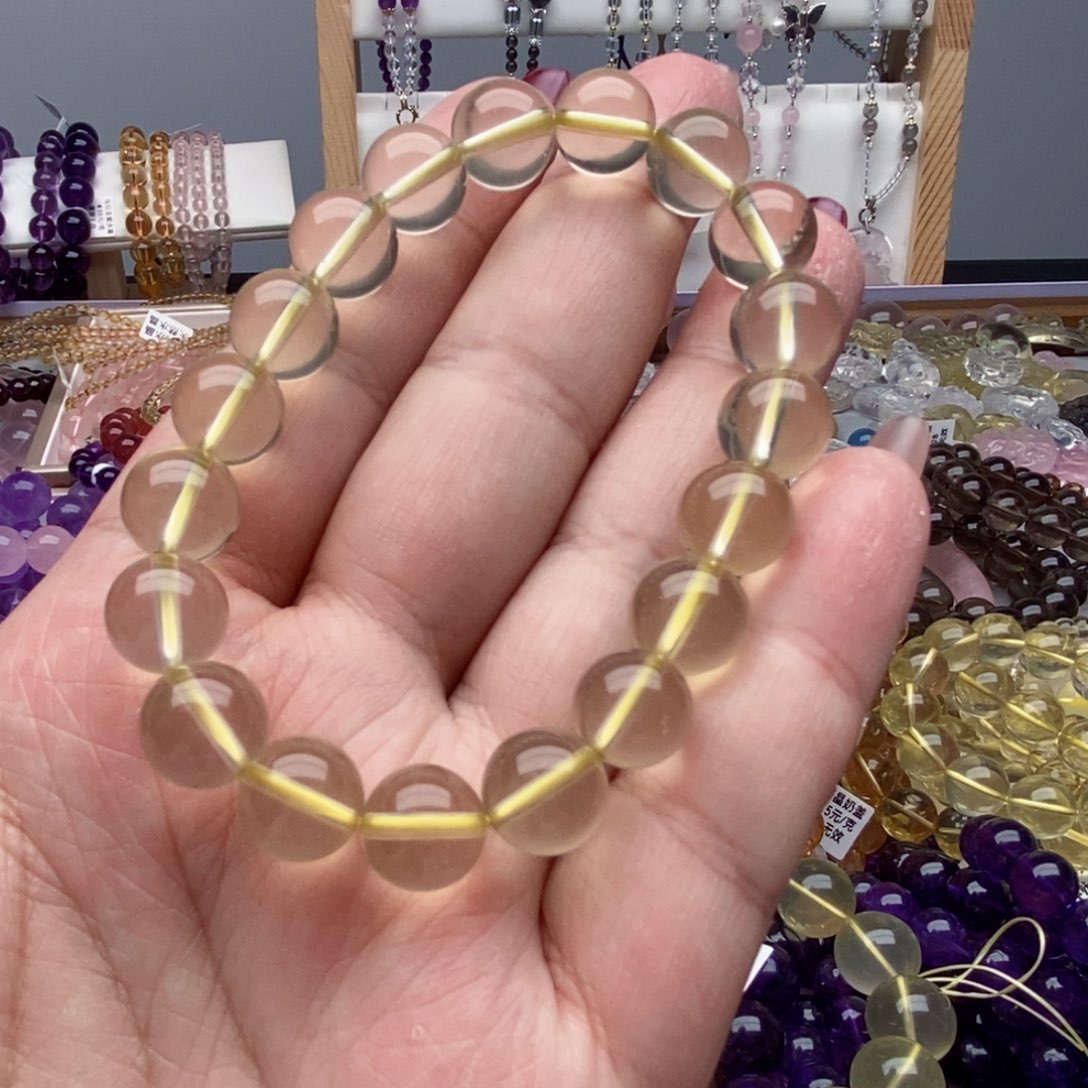 水晶手串未镶嵌天然黄水晶单圈