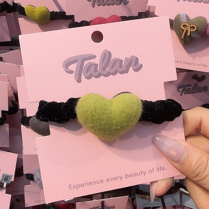 非金属布艺绿爱心发绳