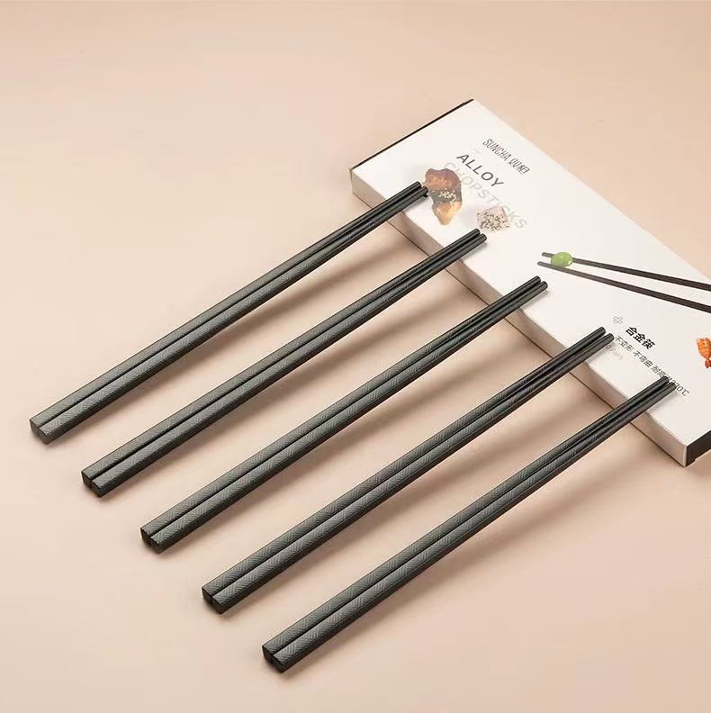 双枪新款推荐合金筷子消毒柜家用专用饭店防滑商用餐厅黑色耐高温