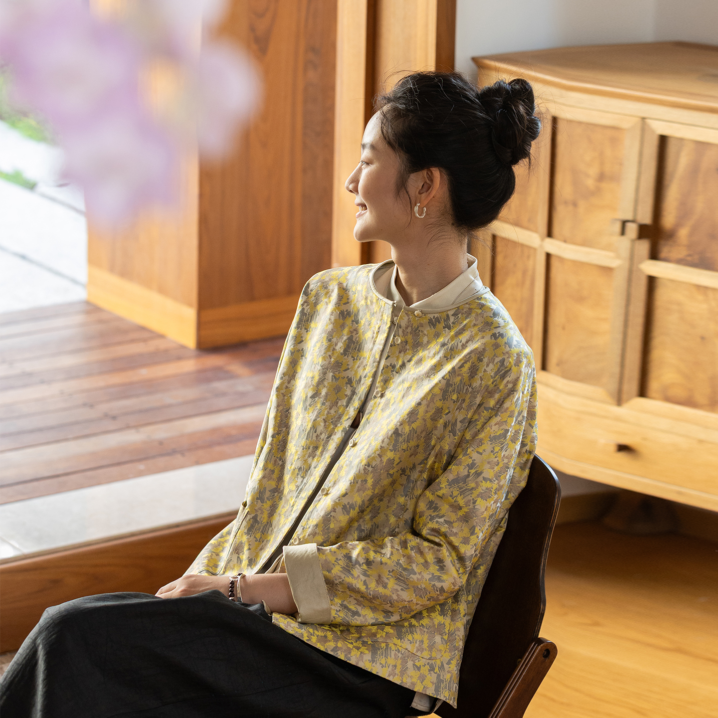牧衣游原创 重磅30姆米迎春花织锦开衫真丝复古新中式外套 入寂
