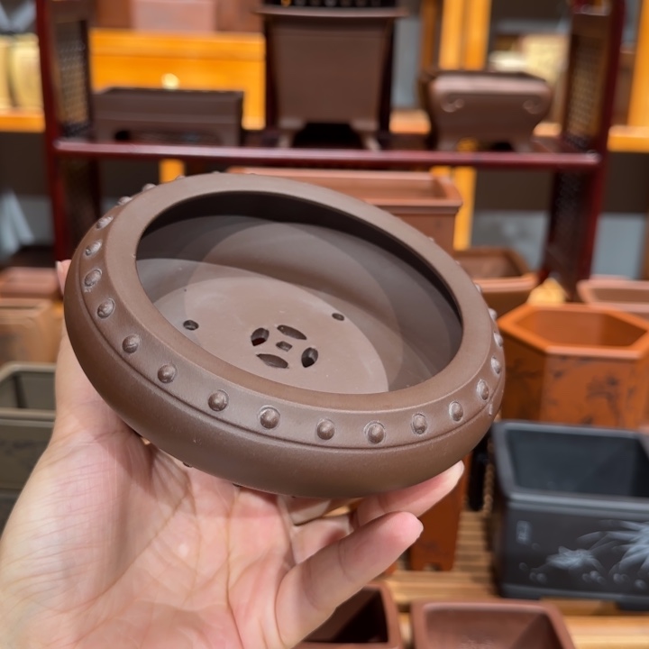 紫砂花盆口径10深度3