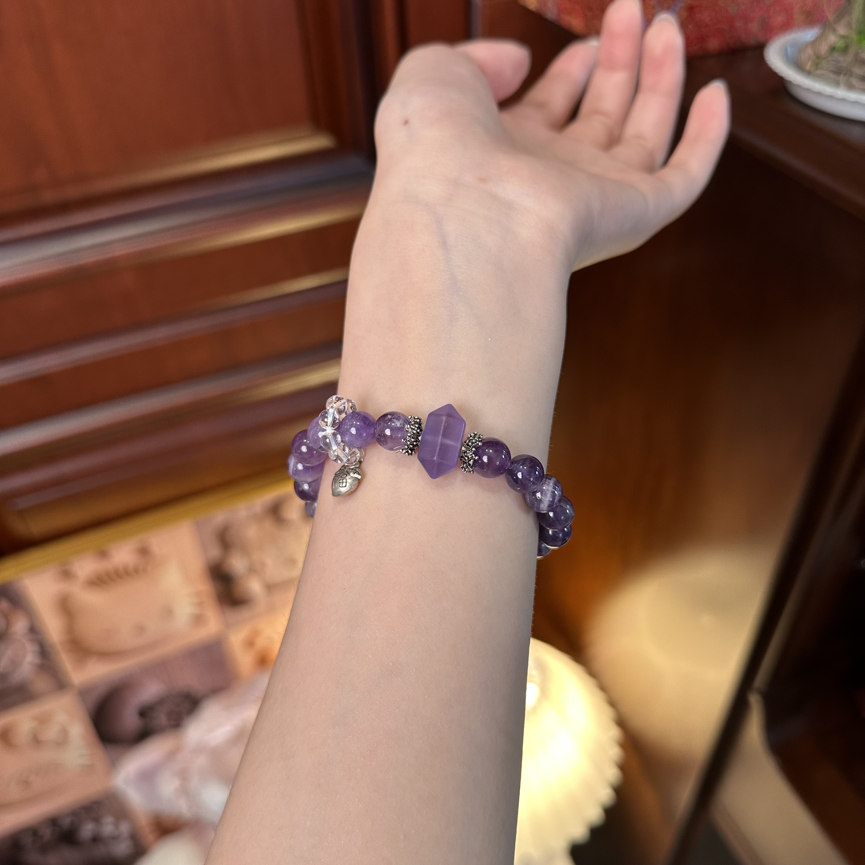 木兮手作*紫原石极光手串