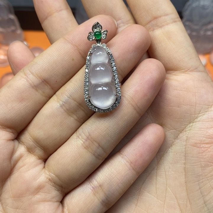 石英质玉银S925镶嵌颈饰