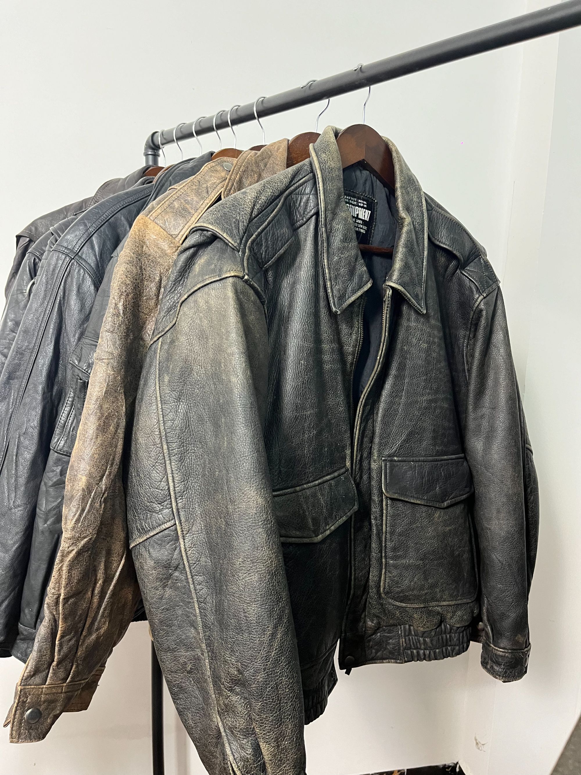 美式复古短款机车飞行夹克皮衣 Vintage