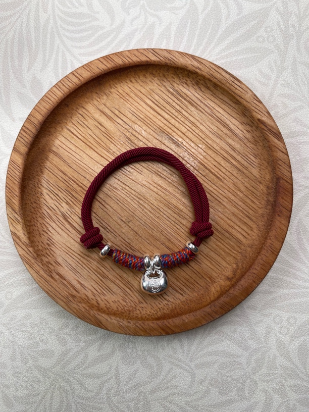 银制品 6号小胖福红绳