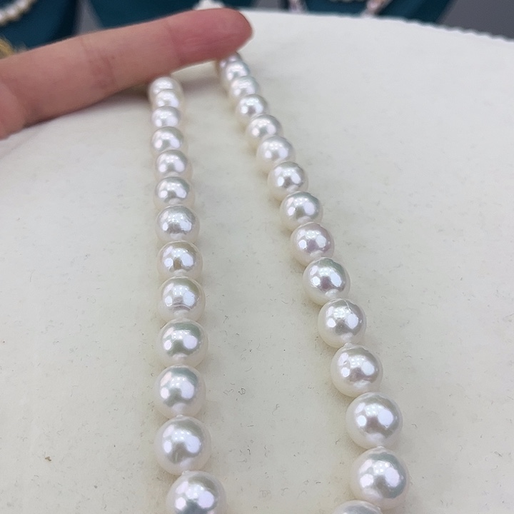 淡水珍珠颈饰银S925镶嵌卡10炫彩高品