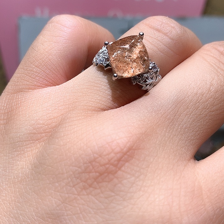 水晶戒指银S925镶嵌水晶