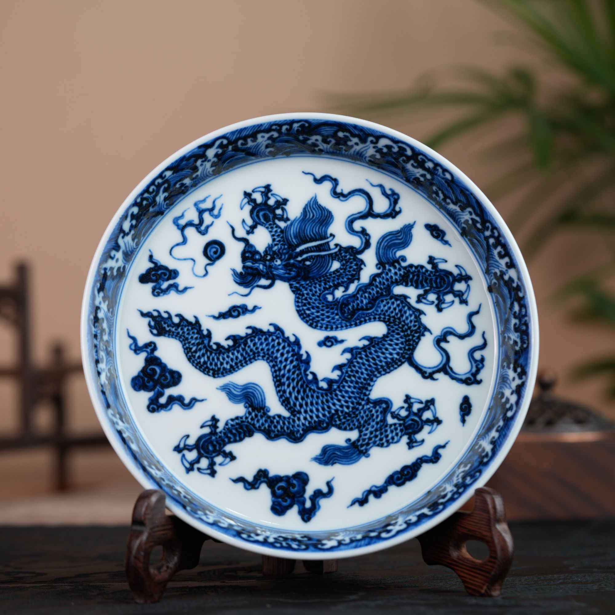 刘建锋窑青花仿明龙纹壶承顺丰包邮LJFN141茶盘