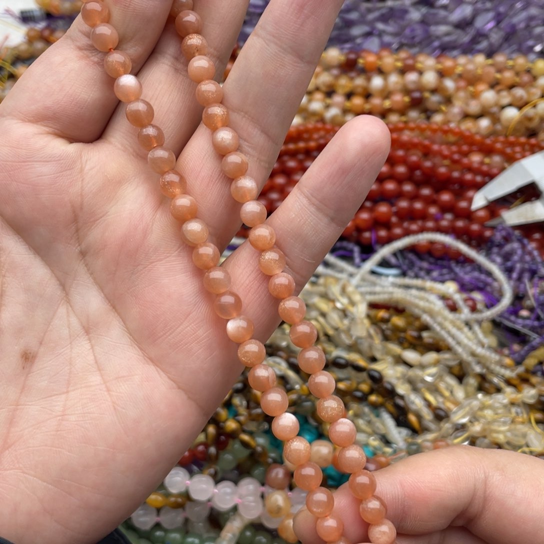 玛瑙/玉髓珠宝半成品未镶嵌一条装6mm金太阳圆珠