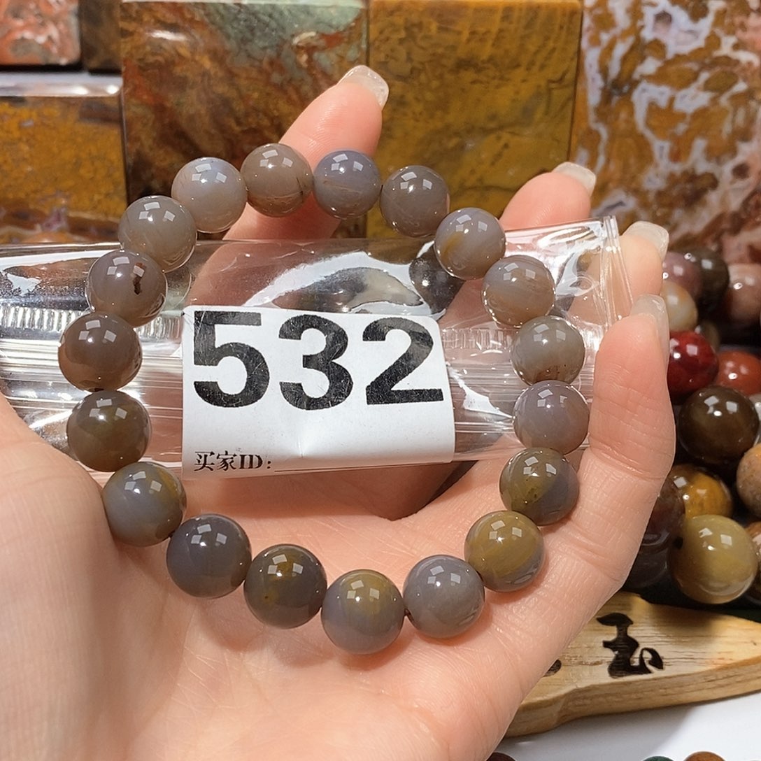 未镶嵌天然北票树化玉手串11硅化玉