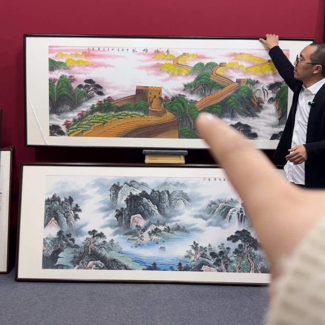 国画带框绘画210/80尺寸长城