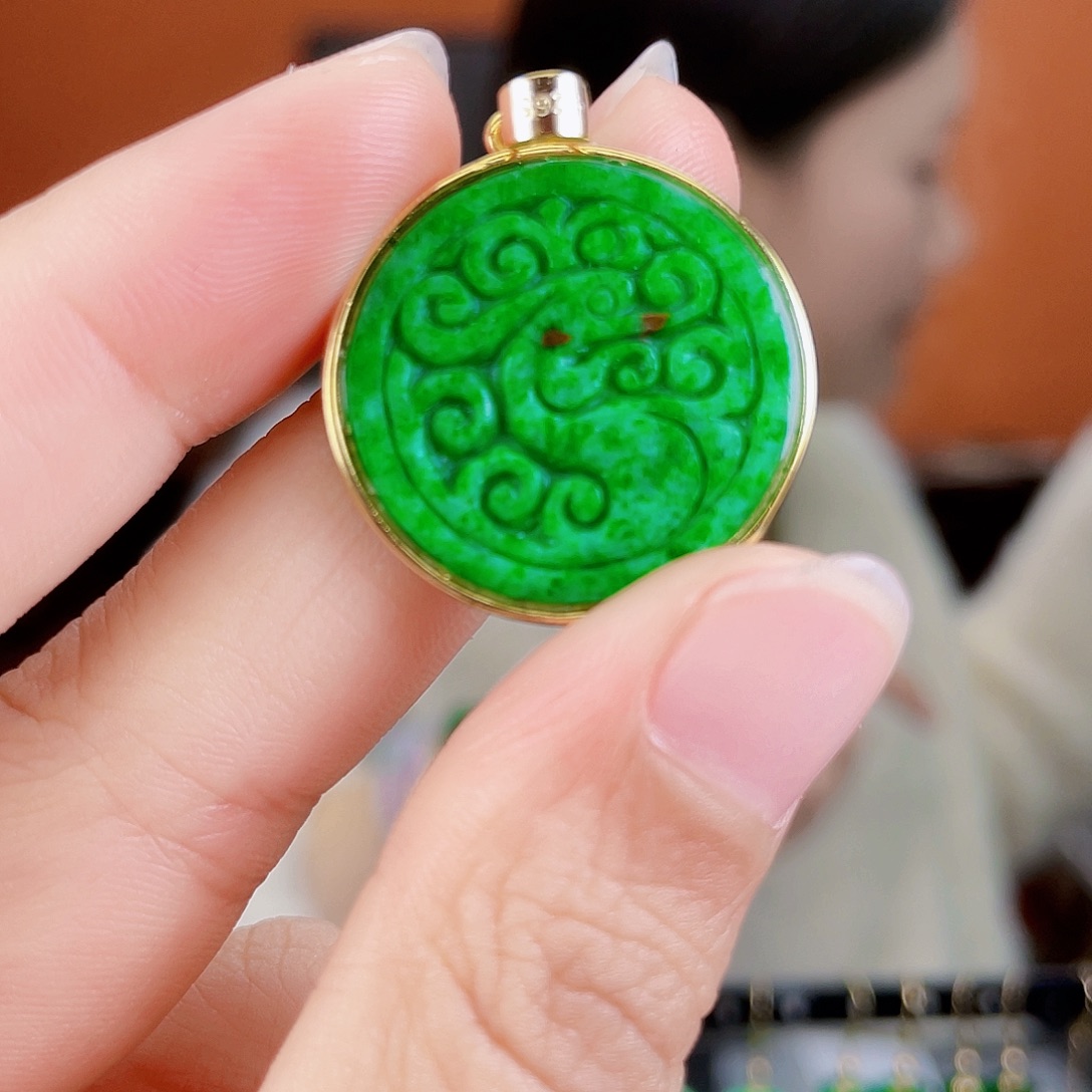 翡翠银S925镶嵌耳饰