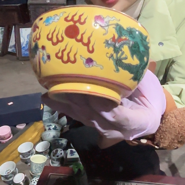 摆件陶景德镇高温珐琅彩主人杯