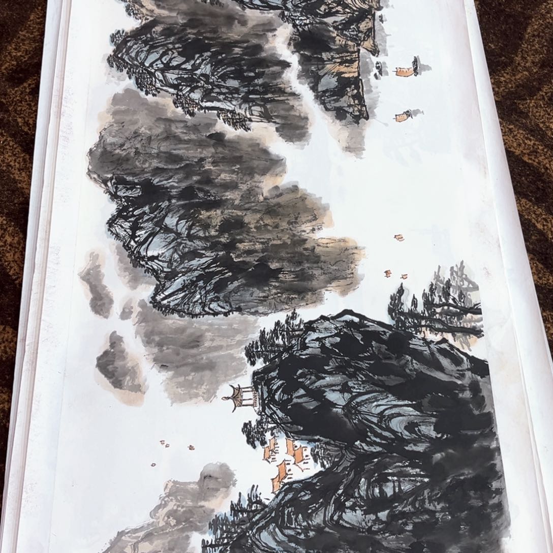 国画周鸿军老师小六尺带托底