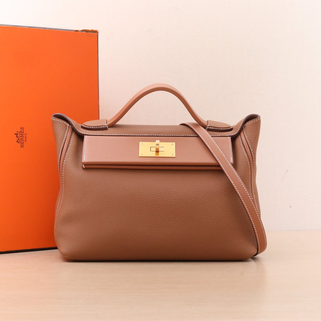 99新 Hermes/爱马仕 【柳柳活动】手提包 金棕色 Y刻 金扣