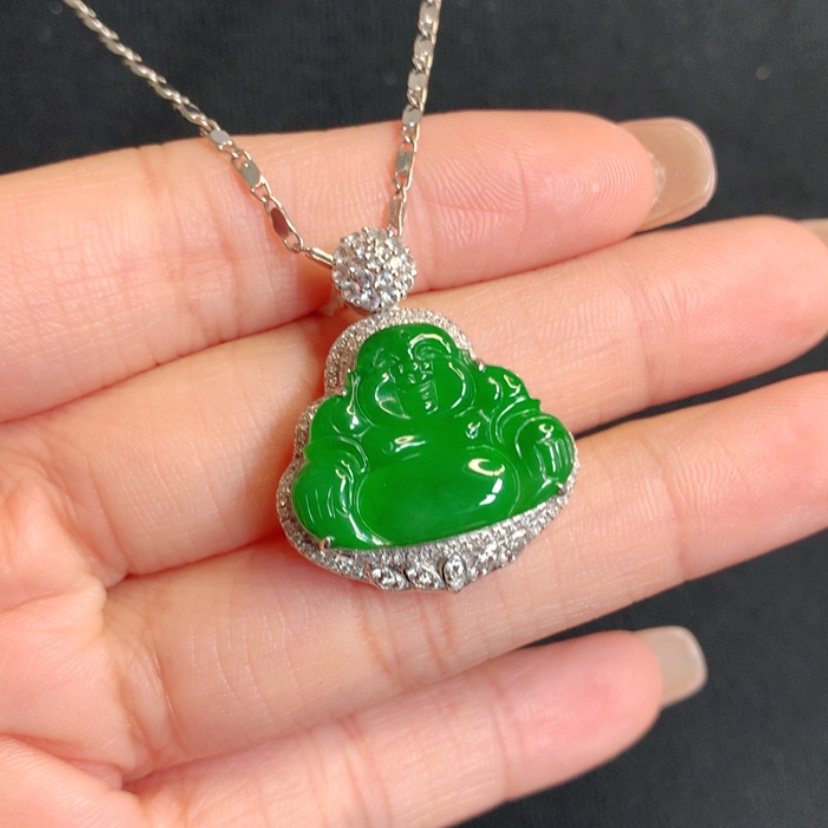 【闪购商品】颈饰18K金镶嵌翡翠佛公